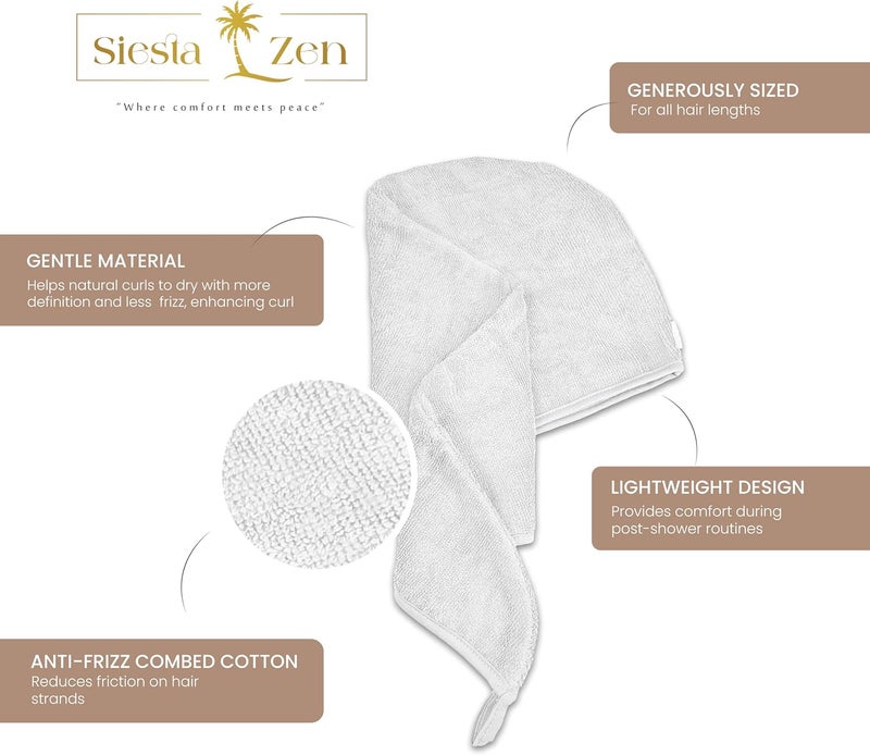 Siesta Zen Premium Quality 100% Combed Cotton Hair Drying Towel - Black - Image 5